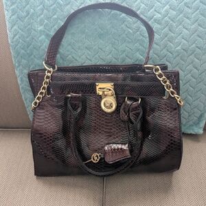 Michael Kors Burgundy Satchel with Gold Hardware